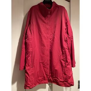 Eileen Fisher L Red Zip Front Nylon/Cotton With Fleece Lining Jacket Outerwear
